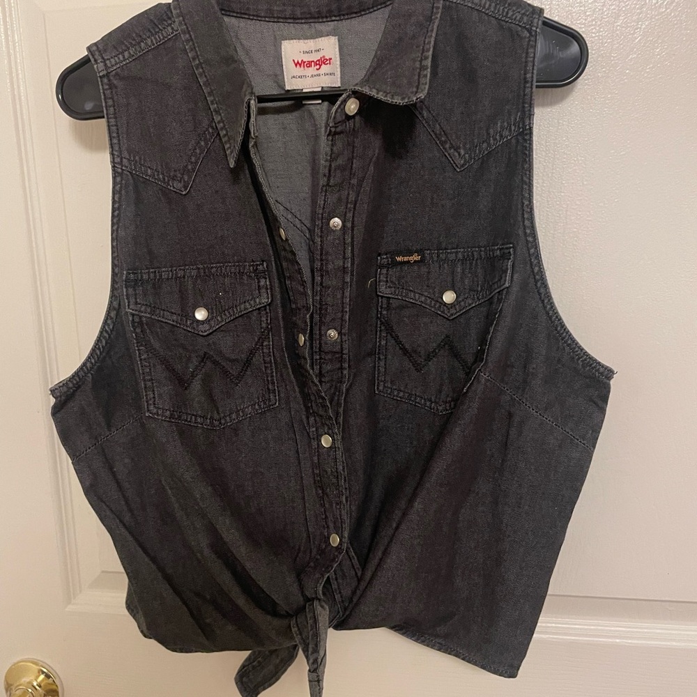 Wrangler Charcoal Sleeveless Denim Top